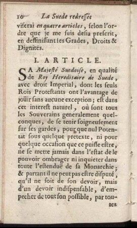I. Article. - IV. Article.