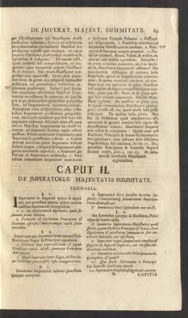 Caput II. De Imperatoriae Majestatis Summitate.