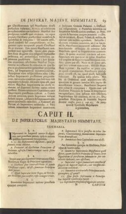 Caput II. De Imperatoriae Majestatis Summitate.