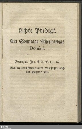 Achte Predigt. Am Sonntage Misericordias Domini