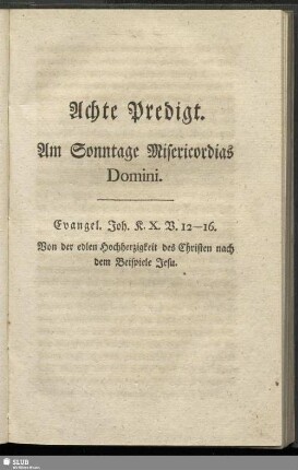 Achte Predigt. Am Sonntage Misericordias Domini