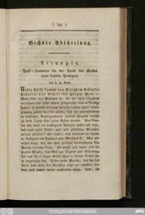 Sechste Abtheilung.
