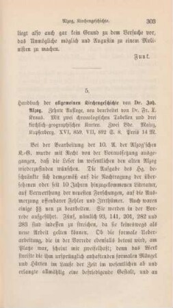 303-305 [Rezension] Alzog, Johann Baptist, Handbuch der allgemeinen Kirchengeschichte