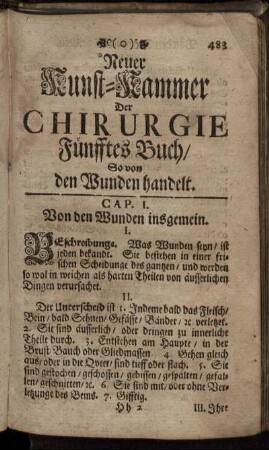 Neuer Kunst-Kammer der Chirurgie oder Heil-Kunst. Fünfftes Buch.
