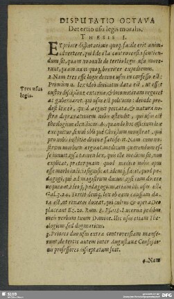 Disputatio Octava. De tertio usu legis moralis
