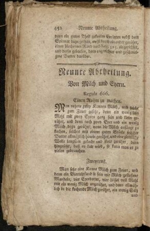 Neunte Abtheilung. Von Milch und Eyern.