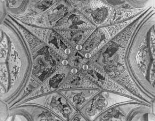 Herzberg (Elster), Marienkirche, Gewölbemalerei, Mittelschiff, 6. Joch; bis zum 15. Jh. St. Nikolai