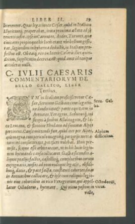 C. Iulii Caesaris Commentariorum De Bello Gallico, Liber Tertius.