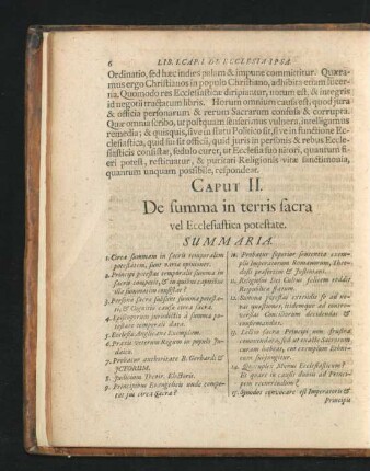 Caput II. De summa in terris sacra vel Ecclesiastica potestate.