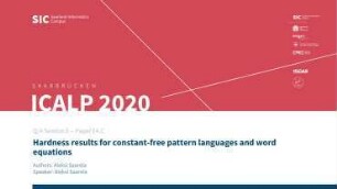 Hardness results for constant-free pattern languages and word equations: Q/A Session E - Paper E4.C