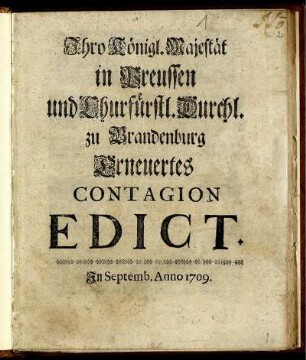 Erneuertes Contagion Edict