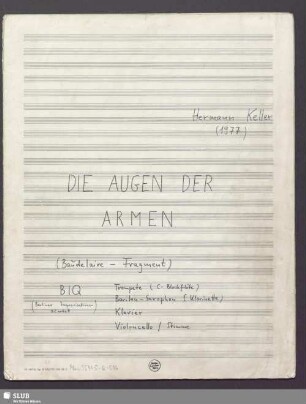 Die Augen der Armen - Mus.15445-Q-506 : orch
