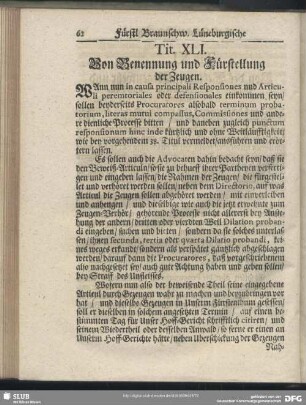 Tit. XLI. Von Benennung und Fürstellung der Zeugen