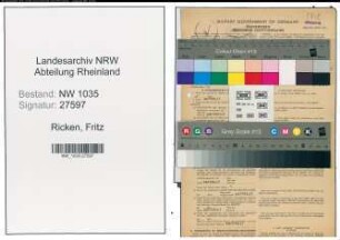 Entnazifizierung Fritz Ricken , geb. 22.09.1909 (Kaufmaennischer Angestellter)