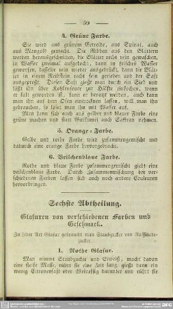 Sechste Abtheilung. Glasuren von verschiedenen Farben und Geschmack