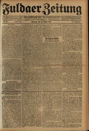 Erste Ausgabe vom Montag, den 15. März 1915.