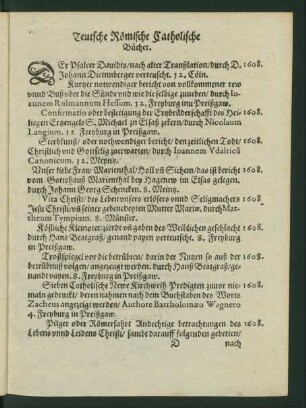 Teutsche Römische Catholische Bücher.