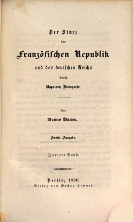 Der Fall und Untergang der neuesten Revolutionen, 1,2. Der Sturz der Französischen Republik und des deutschen Reichs