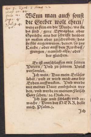 Wenn man auch sonst die Greber wolt ehren