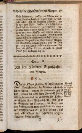 Cap. II. Von den besondern Eigenschaften der Körper.