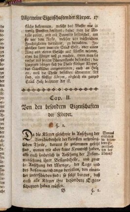 Cap. II. Von den besondern Eigenschaften der Körper.