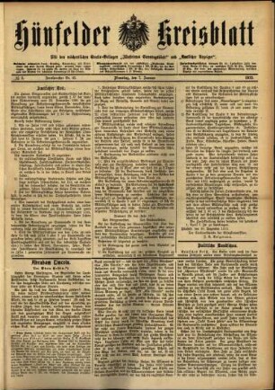 Ausgabe vom Dienstag, den 07. Januar 1913.