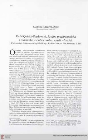 70: [Rezension von: Rafał Quirini-Popławski, Rzeźba przedromańska i romańska w Polsce wobec sztuki włoskiej]