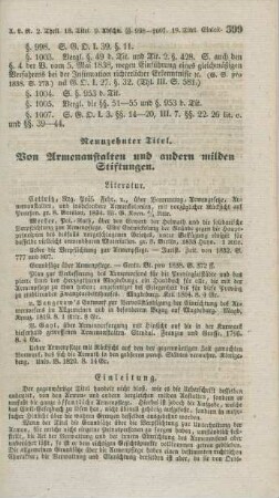 Neunzehnter Titel. Von Armenanstalten und andern milden Stiftungen