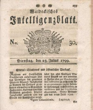 No. 30, Dienstag, den 23. Julius 1799