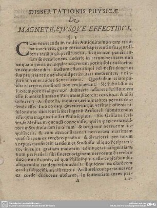 Dissertationis Physicae De Magnete, ejusque Effectibus.