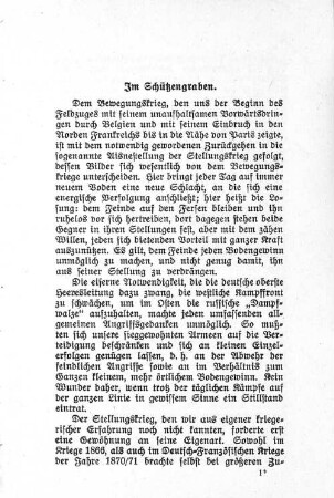 Im Schützengraben.