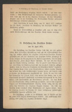 II. Verfassung des Deutschen Reiches vom 16. April 1871