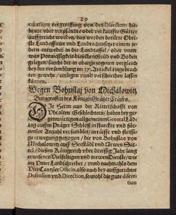 29-31, Wegen Bohuslaj von Michalowitz Burggraffen des Königin Grätzer Craises
