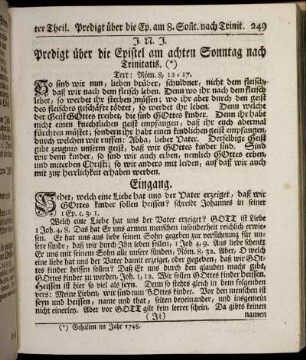 Predigt über die Epistel am achten Sonntag nach Trinitatis.
