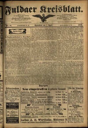 Zweite Ausgabe vom Samstag, den 07. April 1906.