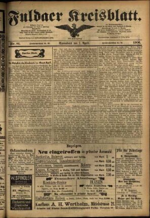 Zweite Ausgabe vom Samstag, den 07. April 1906.