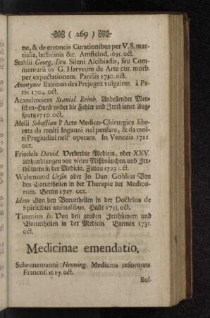 Medicinae emendatio.