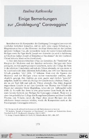 37: Einige Bemerkungen zur "Grablegung" Caravaggios