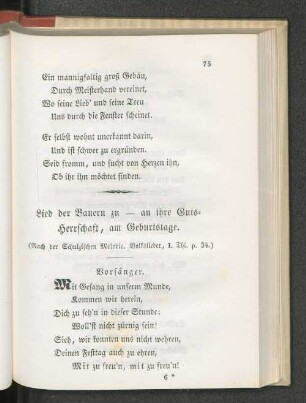 Lied der Bauern zu _ an ihre Gutsherrschaft, am Geburtstage.