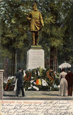 Postkartenalbum mit Motiven von Karlsruhe. "Karlsruhe. Prinz Wilhelm-Denkmal". Denkmal für Prinz Wilhelm von Baden
