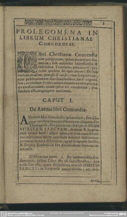 Prolegomena In Librum Christianae Concordiae