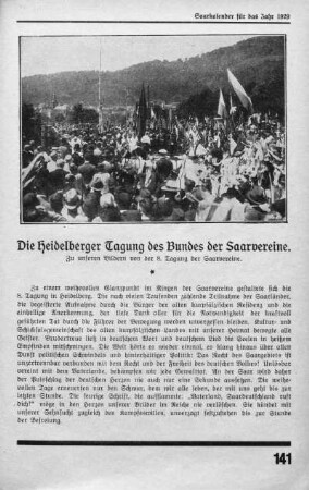 Die Heidelberger Tagung des Bundes der Saarvereine