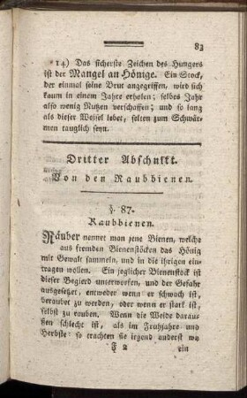 Dritter Abschnitt. Von den Raubbienen. §. 87 - 92.