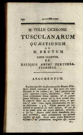 Liber Quartus. De Reliquis Animi Perturbationibus.