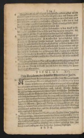 Titulus XVI. Von Verjahrung der stehender Rhenten oder Zinsen.