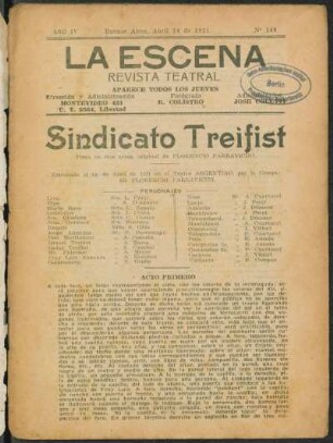 Sindicato Treifist : pieza en tres actos, original