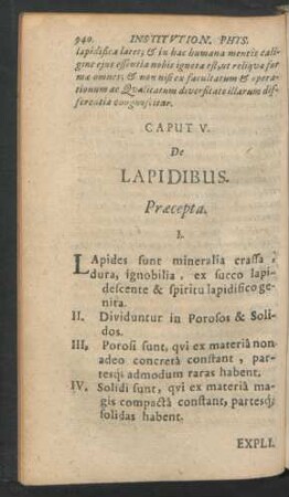 Caput V. De Lapidibus.