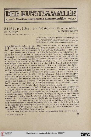 12.1920: Bildteppiche : zur Geschichte der Gobelinwirkerei
