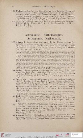 Astronomie. Mathématiques / Astronomie. Mathematik (Nr. 1655 - 1672)