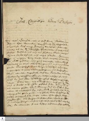 Brief von Sebald Hopfensack an August Hermann Francke.